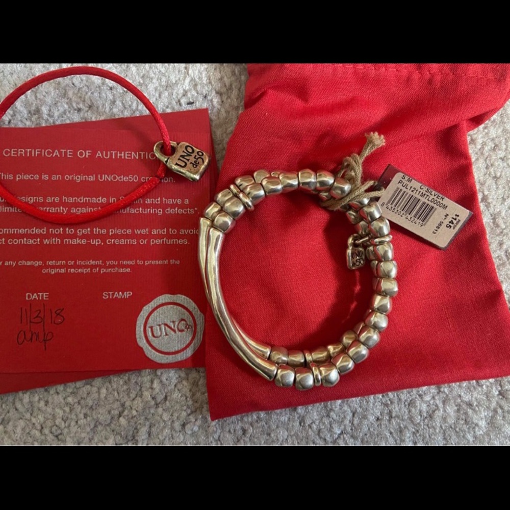 Uno de 50 Sterling Silver Stretch Bracelet